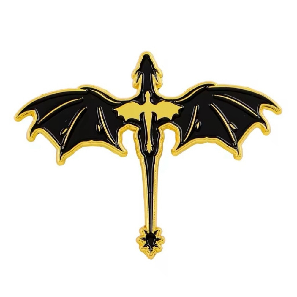 Fourth Wing Black and Gold Dragon Romantasy Enamel Pin